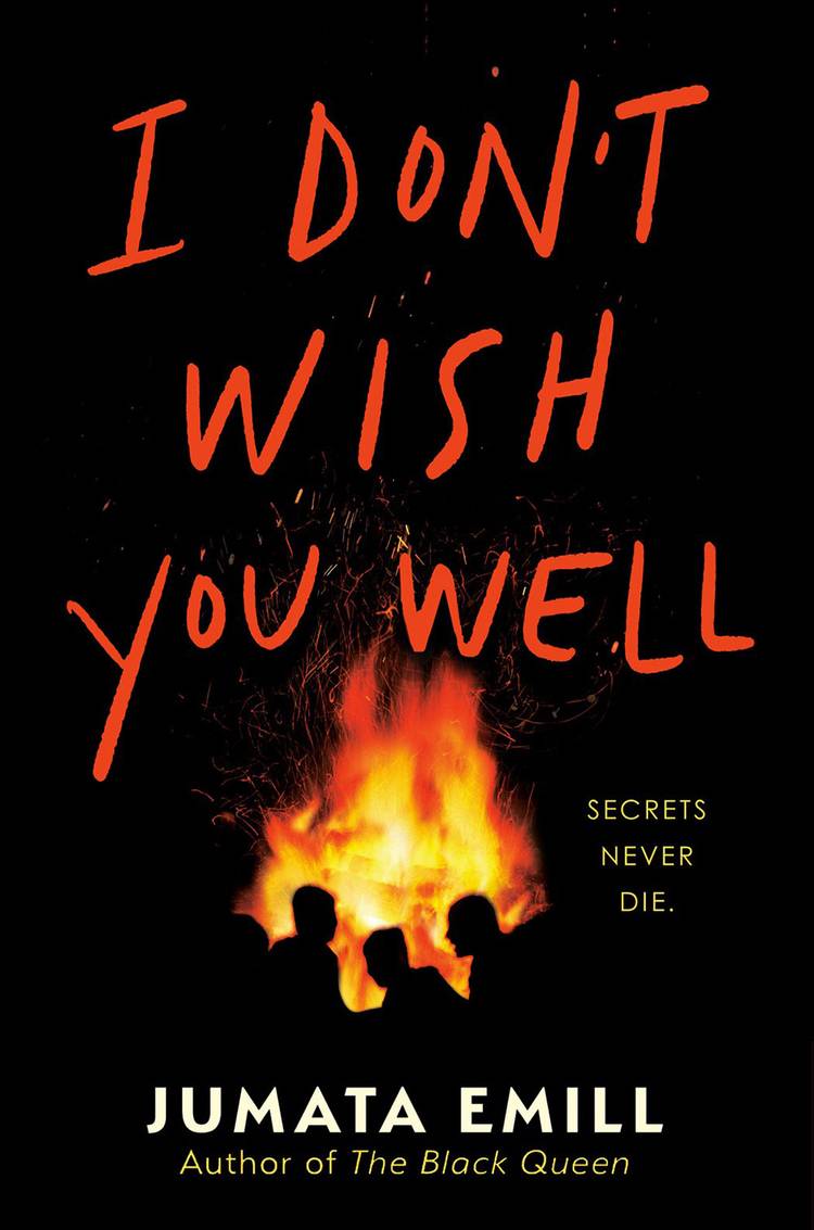 The cover of I Don't Wish You Well by Jumata Emill shows people sitting around a bonfire