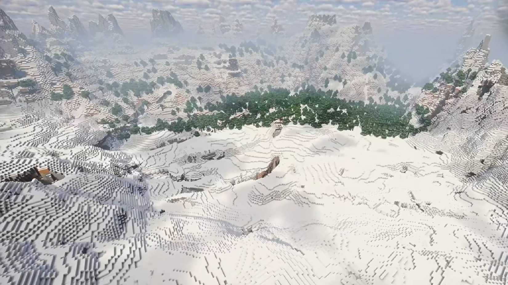 Minecraft Wind-Swept Snowy Valley snowy world seed
