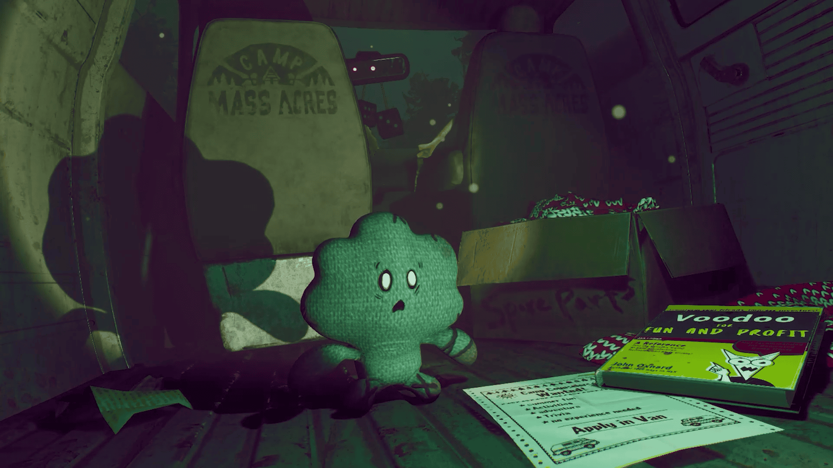 Jackbox Horror trivia pack plushie cowering in fear in the dark