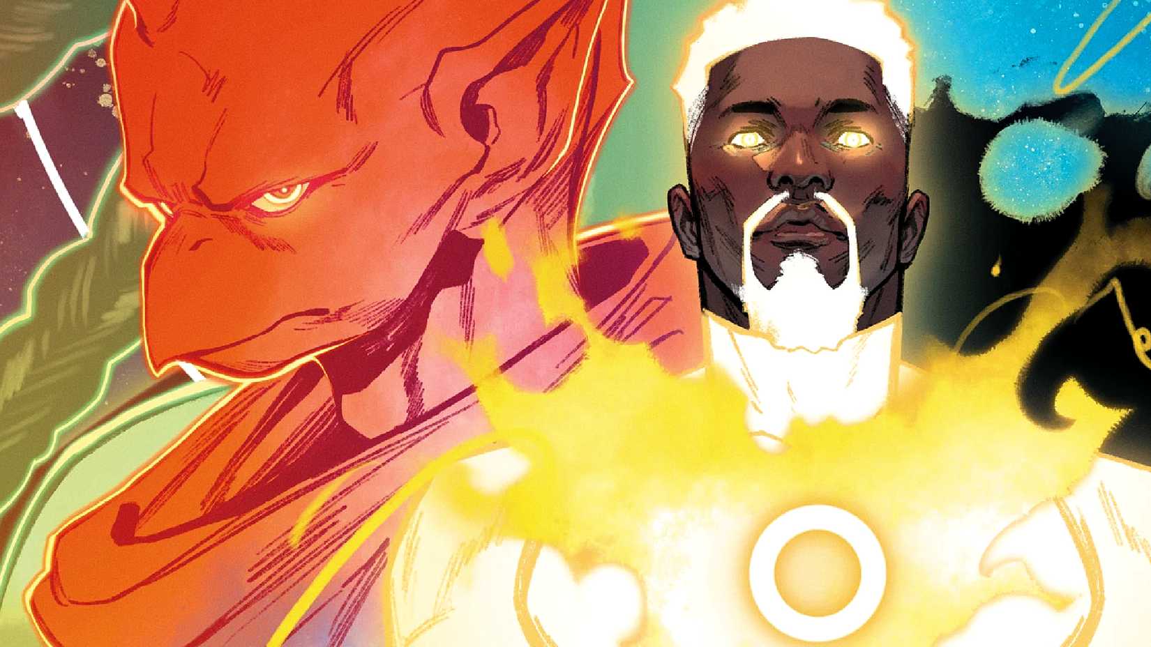 John Stewart and Tomar-Re bond with the Yellow and Red Lantern light in Absolute Green Lantern