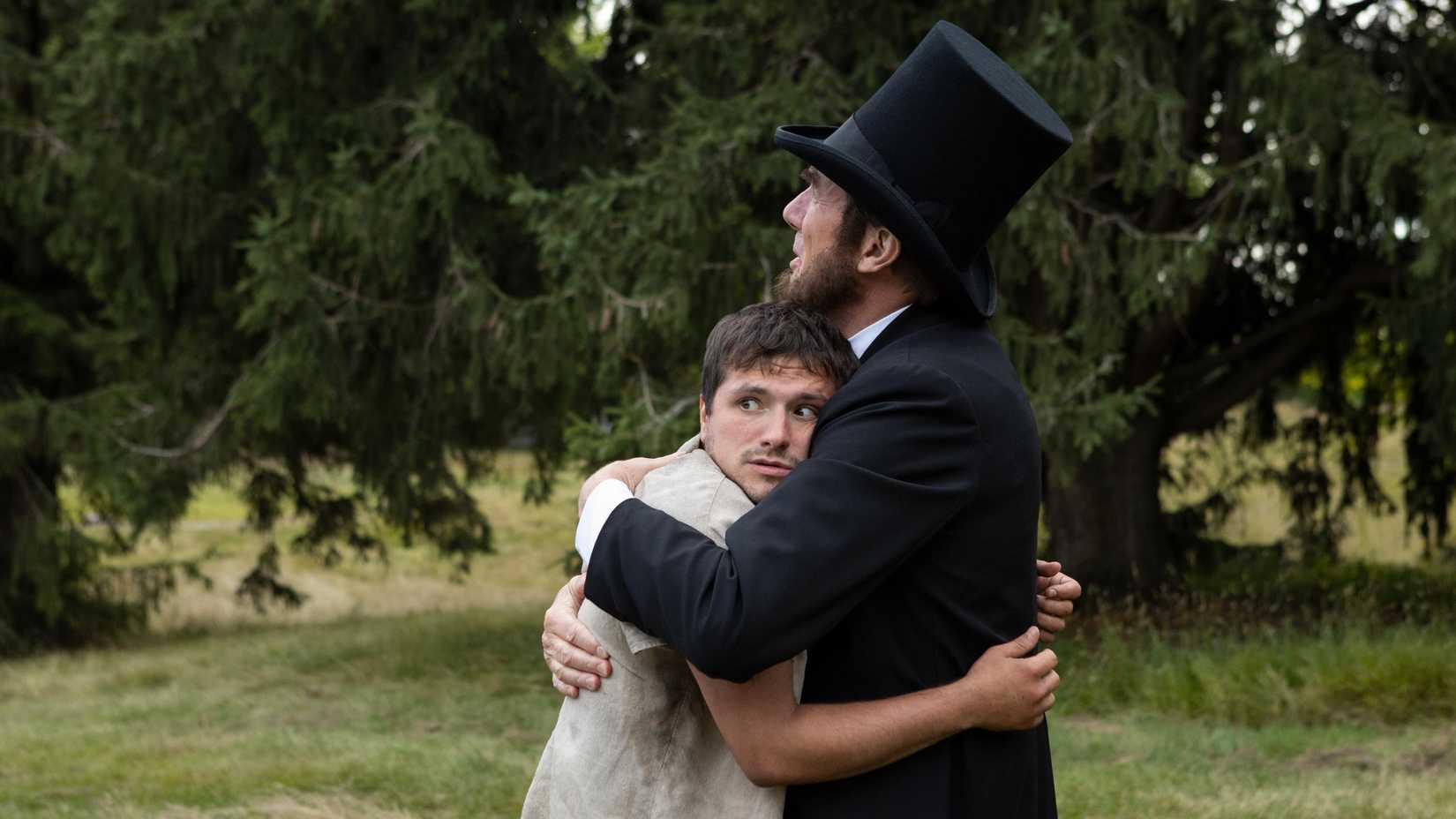 Josh Futterman hugging Abe Lincoln in Future Man