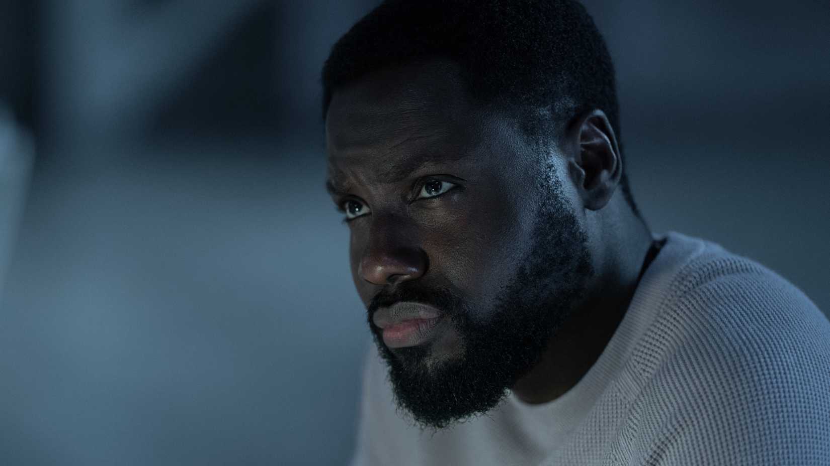Leighton Vance looks serious in Dark Matter season 2 episode 9