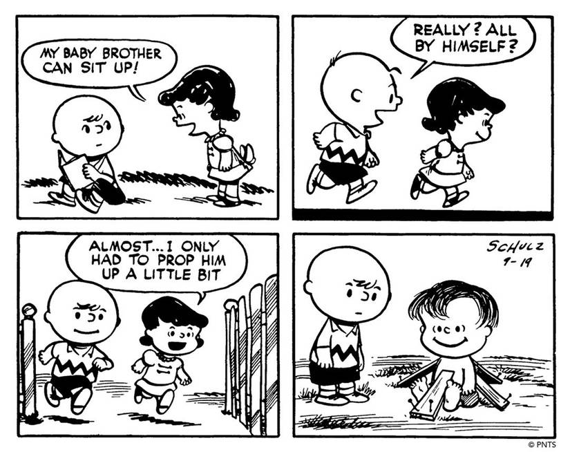 Linus van Pelt debut on the Peanuts comic strip from September 19, 1952