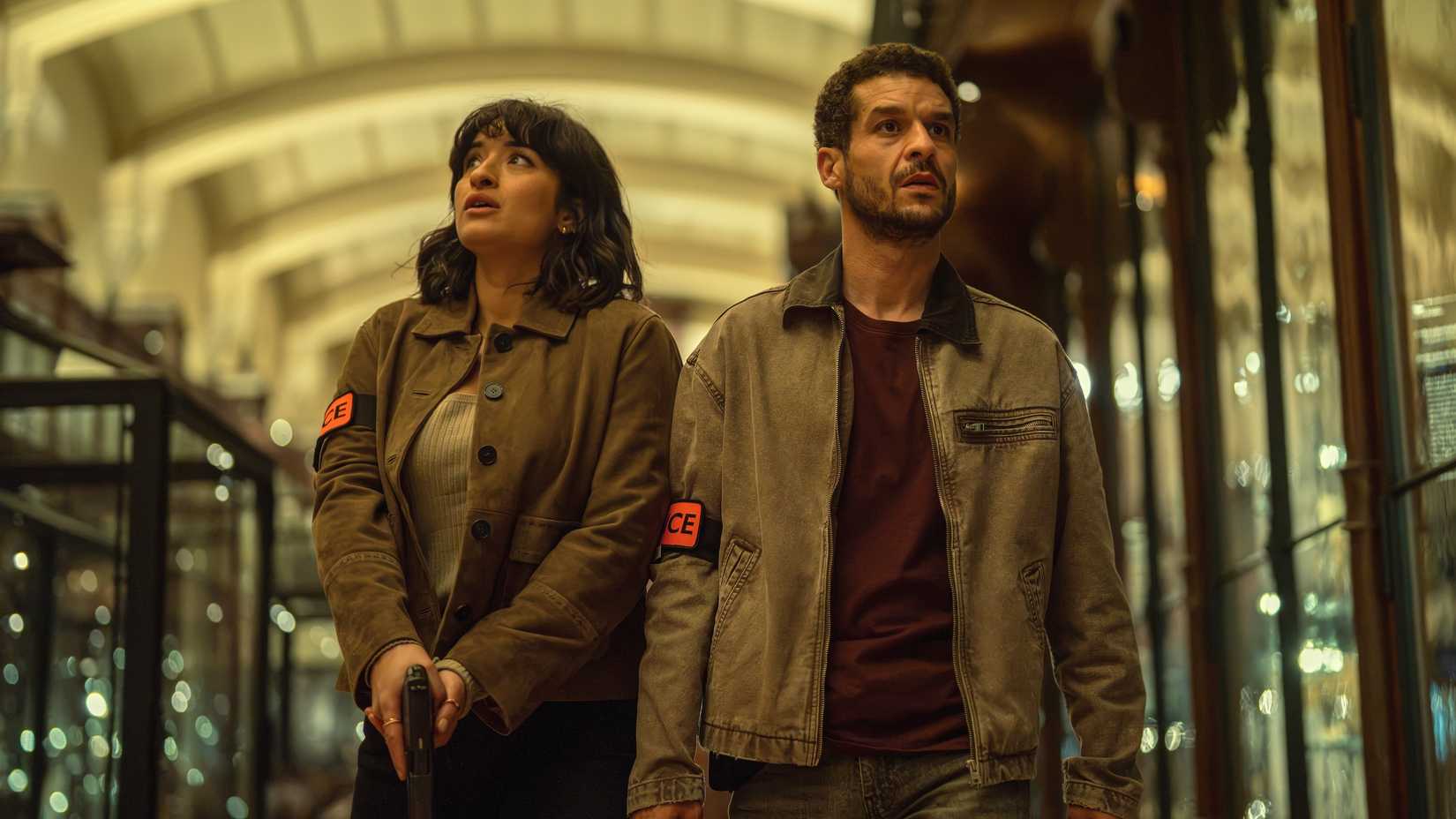 Sofia Belkacem (Shirine Boutella) and Youssef Guédira (Soufiane Guerrab) in Lupin season 4, episode 1.