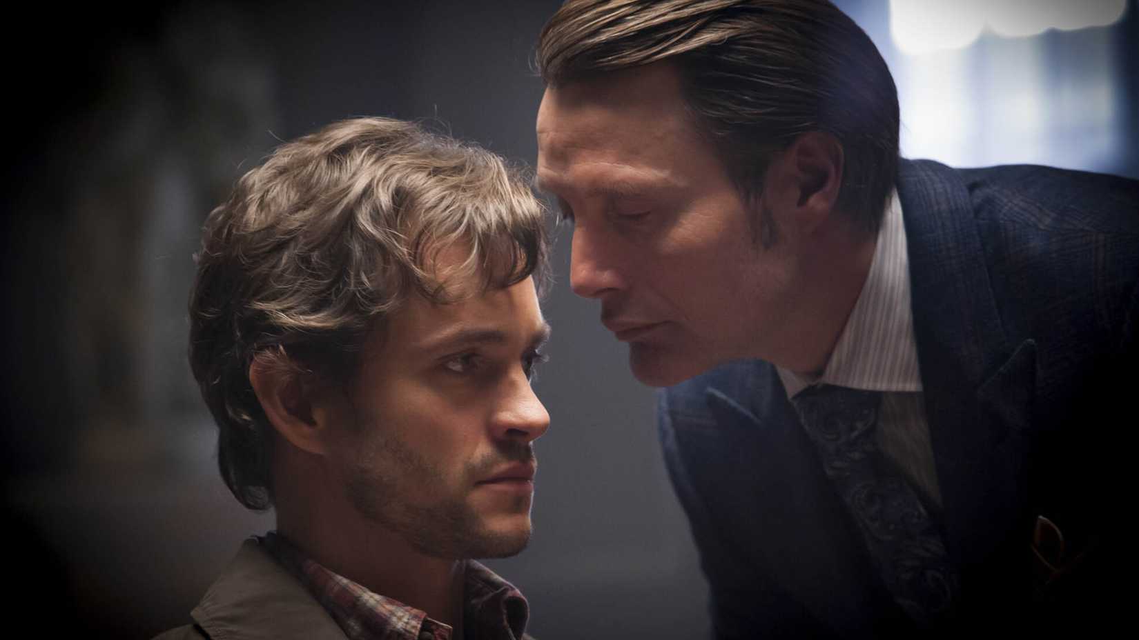 Mads Mikkelsen and Hugh Dancy star as Hannibal Lecter and Will Graham in the Hannibal series.