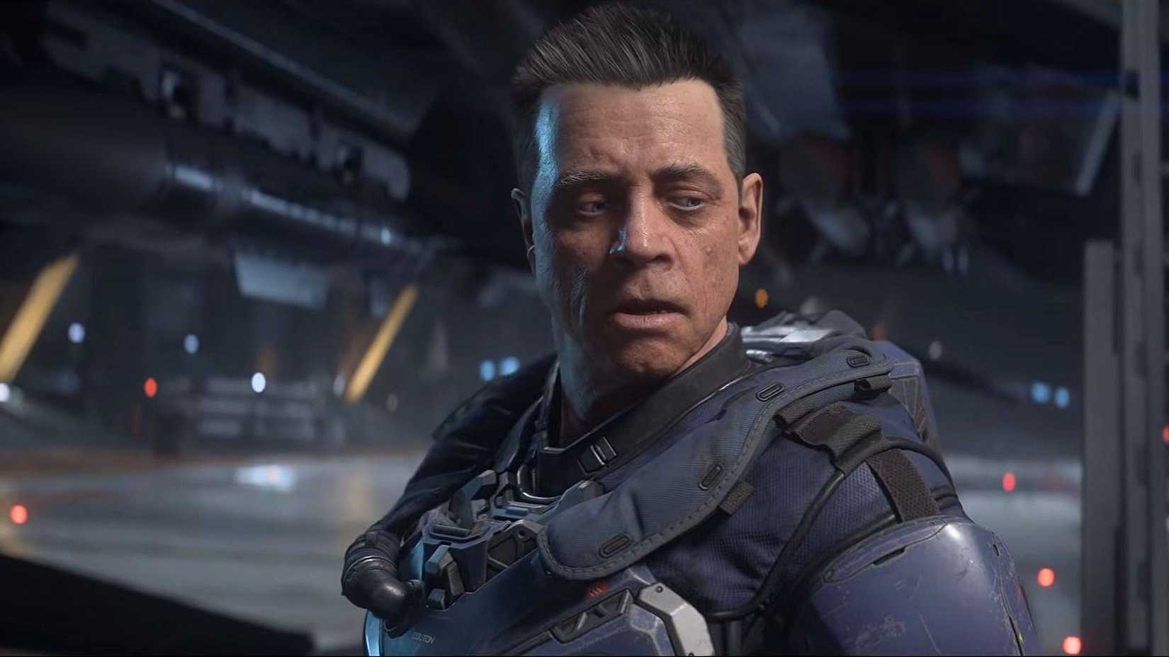 Mark Hamill's character in a hanger bay in Squadron 42.
