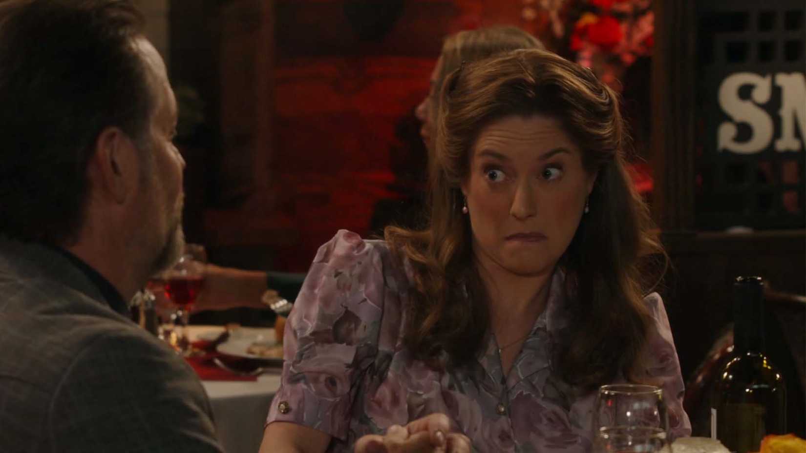 Matt Letscher as Fred Fagenbacher and Zoe Perry as Mary Cooper in Georgie & Mandy's First Marriage season 3, episode 2