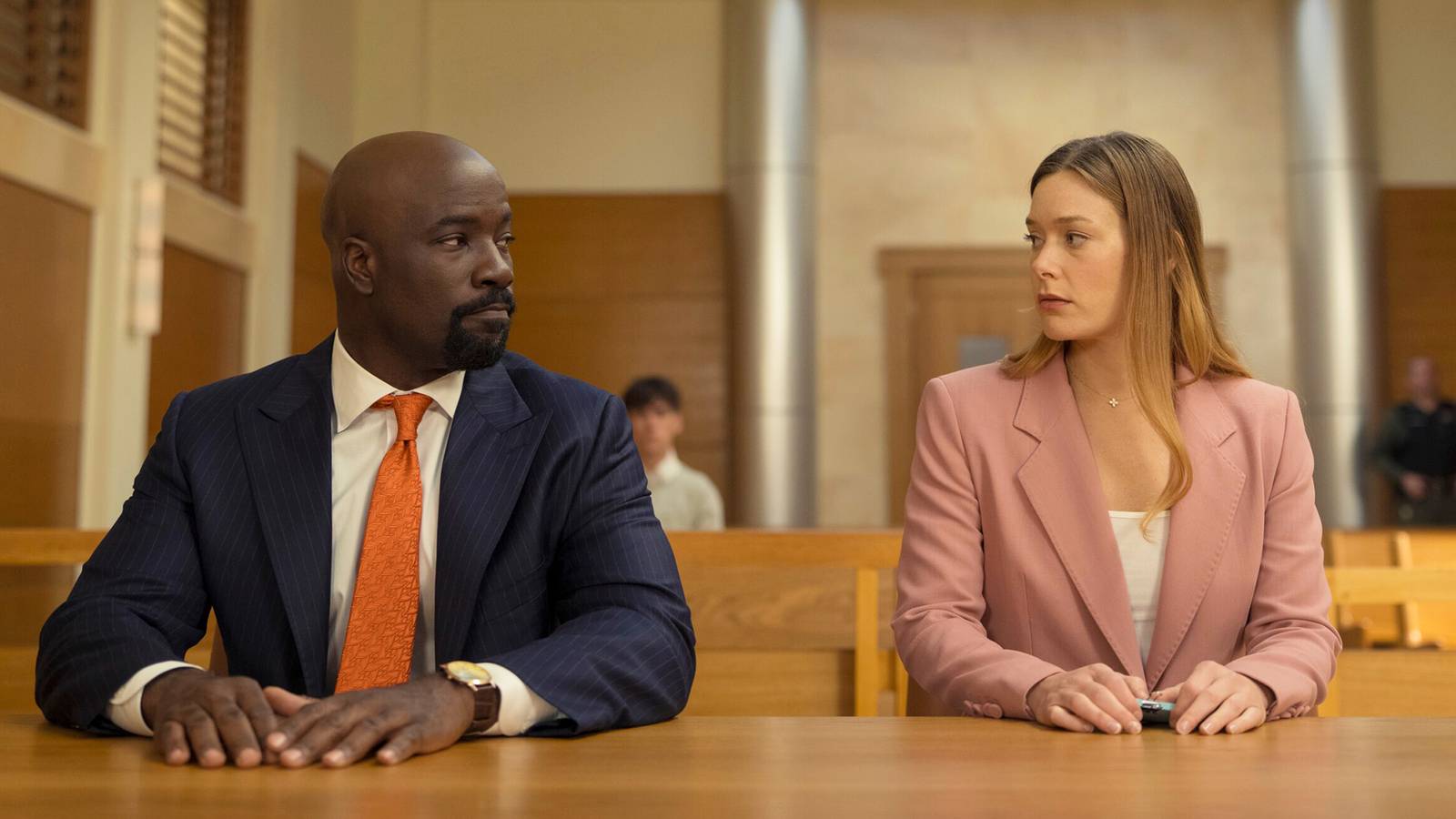 Mike Colter and Rachel Keller in a still from Cupertino
