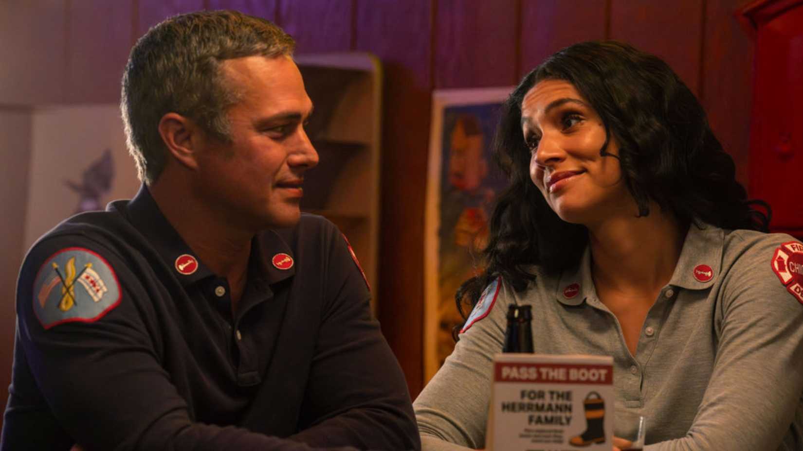 Kidd smiling at Severide in Molly's in Chicago Fire season 14