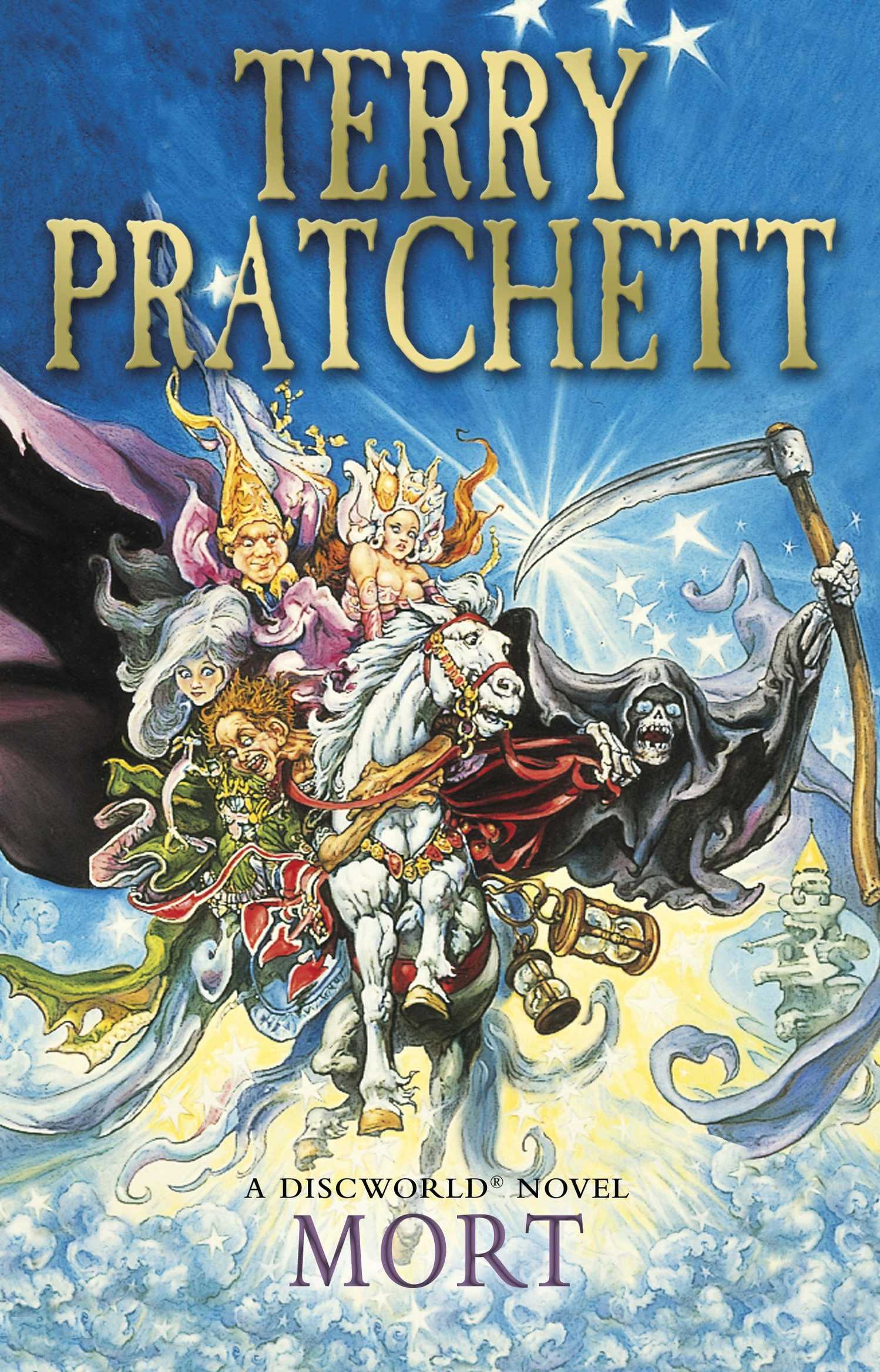 The cover of Mort a Discworld novel by Terry Pratchett