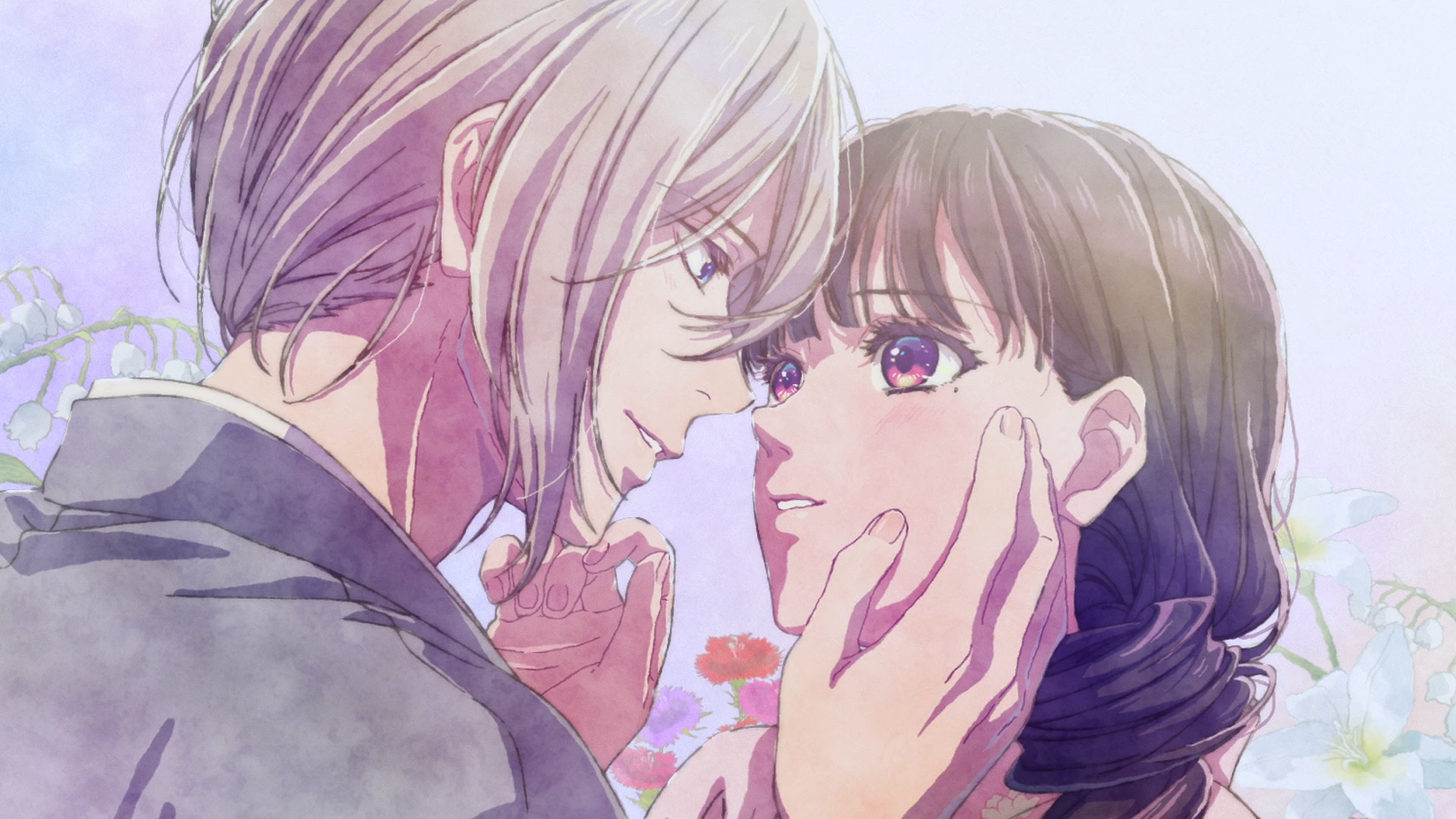My Happy Marriage's Miyo Saimori and Kiyoka Kudou kiss