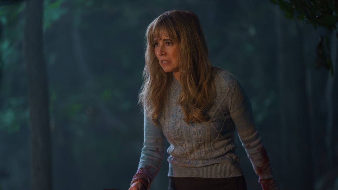 Pam with a knife in Crystal Lake