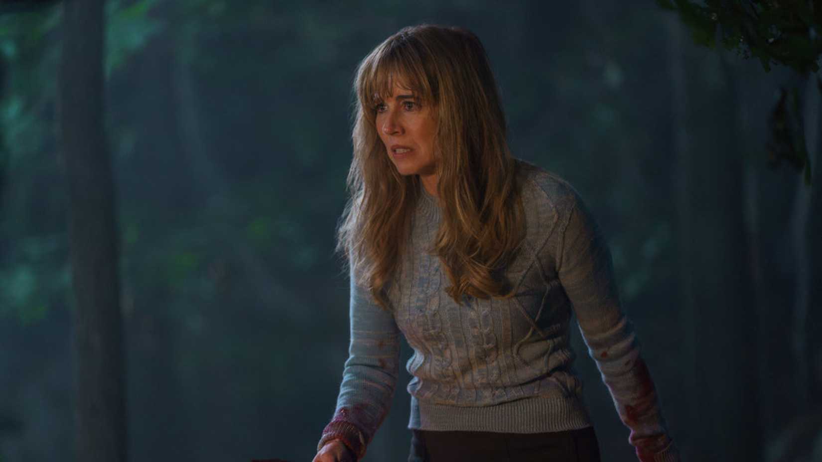 Pam with a knife in Crystal Lake