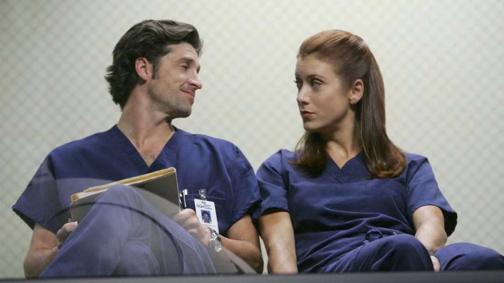 Patrick Dempsey as Derek Shepherd and Kate Walsh as Addison Montgomery in Grey's Anatomy