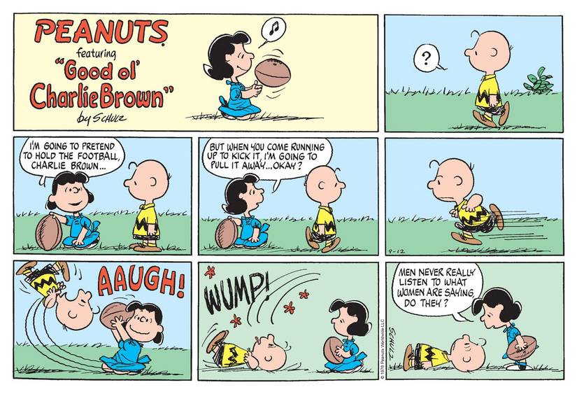 Peanuts Lucy and Charlie Brown football gag