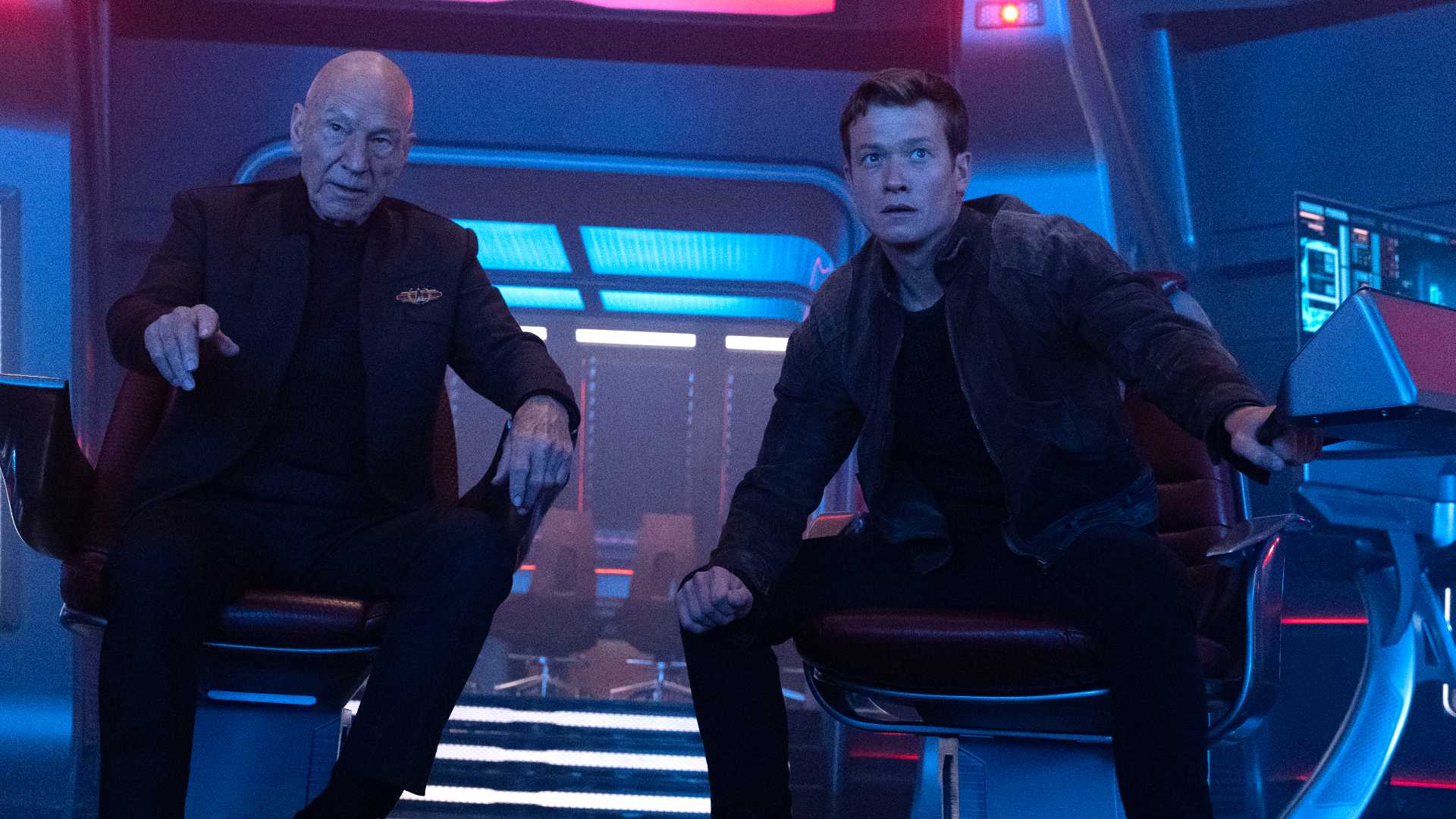 Picard and Jack Crusher on the bridge