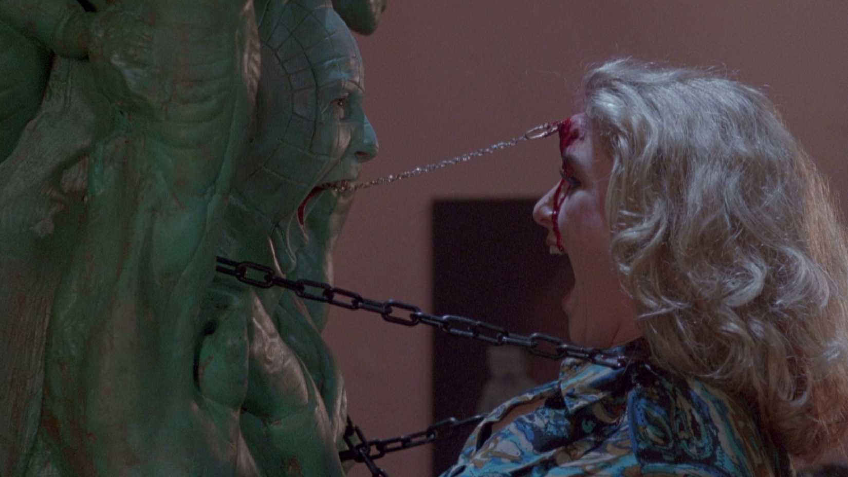 Pinhead in the Pillar of Souls killing Sandy in Hellraiser III Hell on Earth