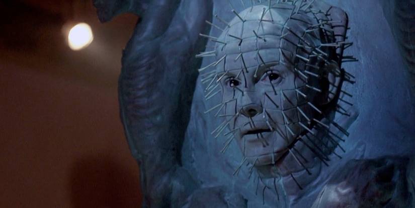 Pinhead talking from inside the pillar of Souls in Hellraiser III Hell on Earth