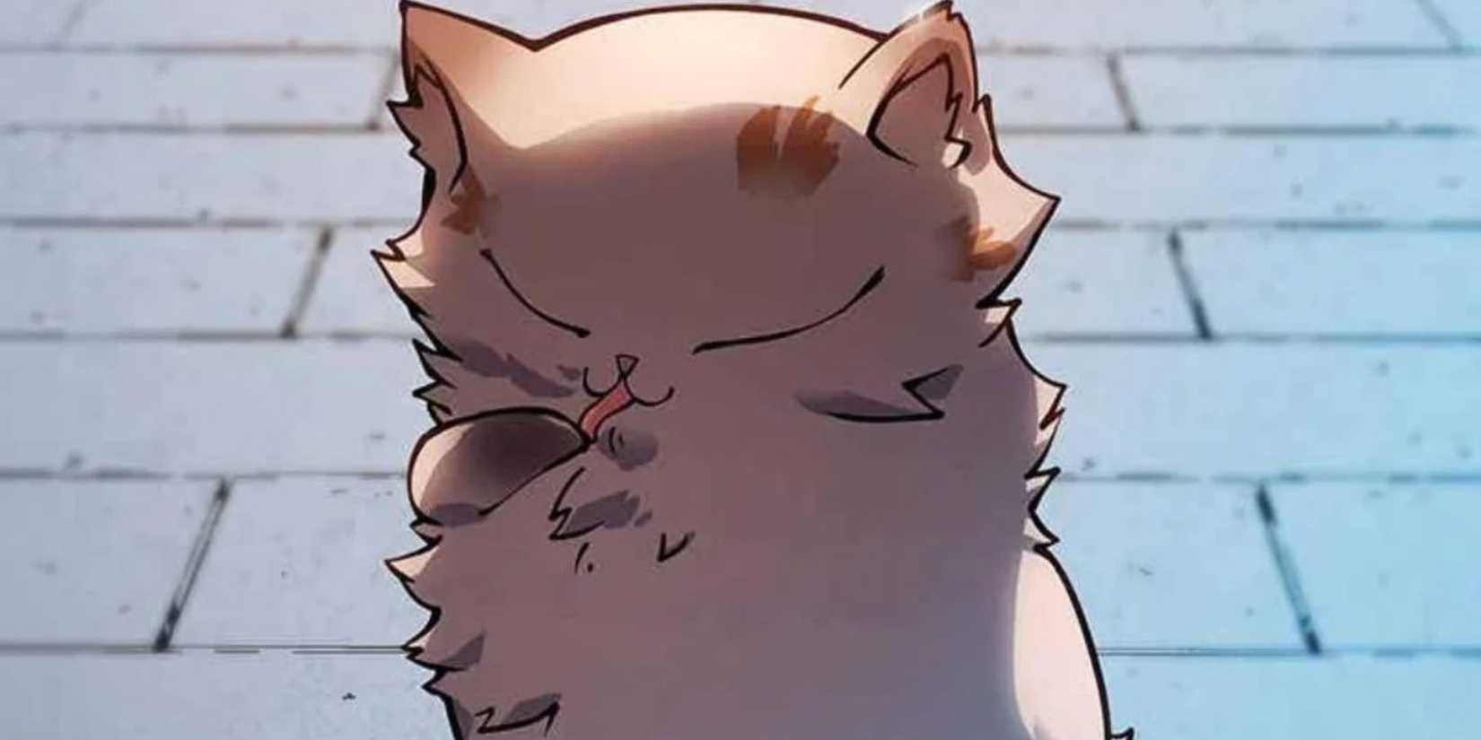 Princess Donut licking her paw in the Dungeon Crawler Carl webtoon