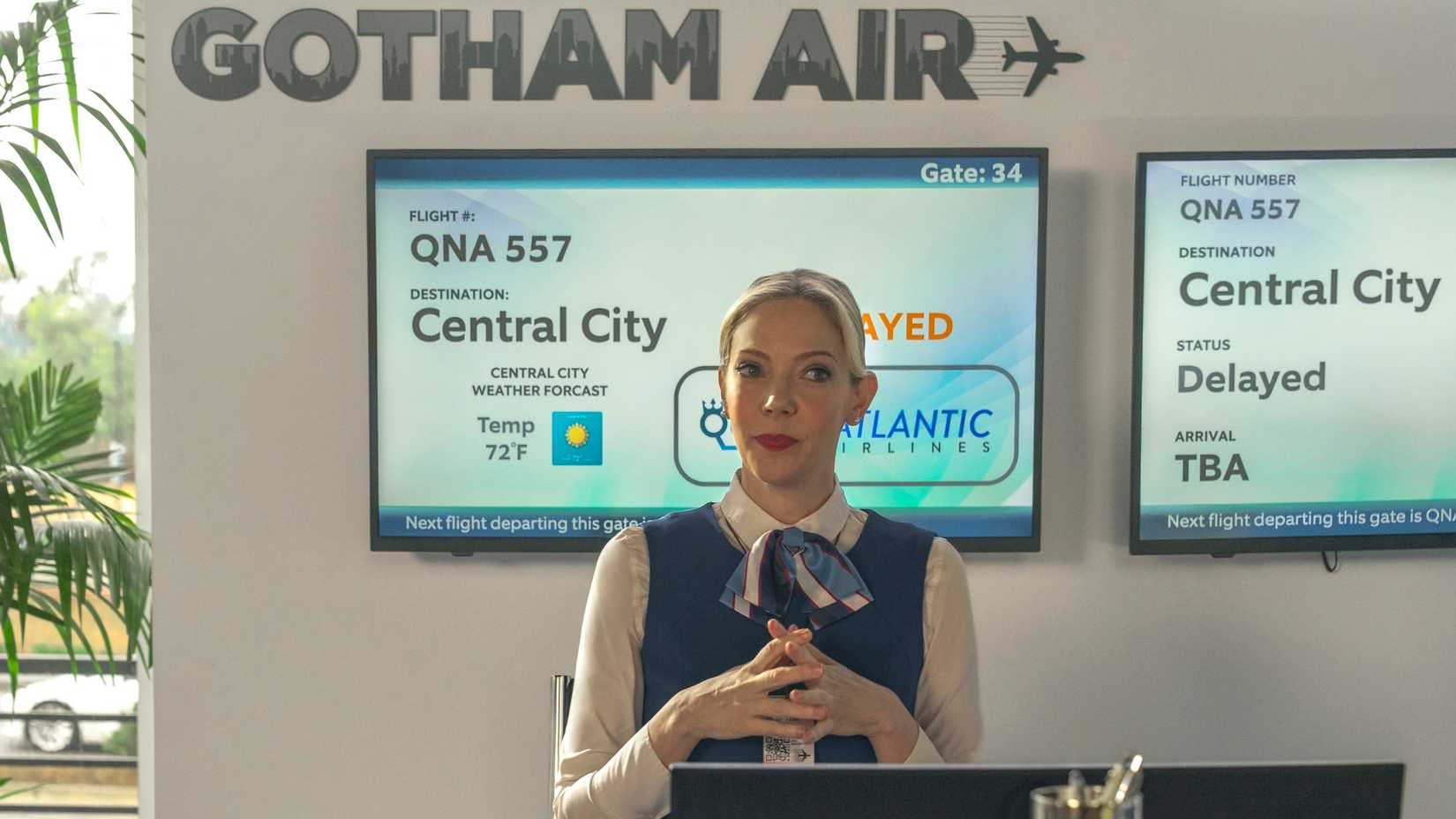 Ramona Nowitzki as a flight attendant for Gotham Air in Stuart Fails to Save the Universe