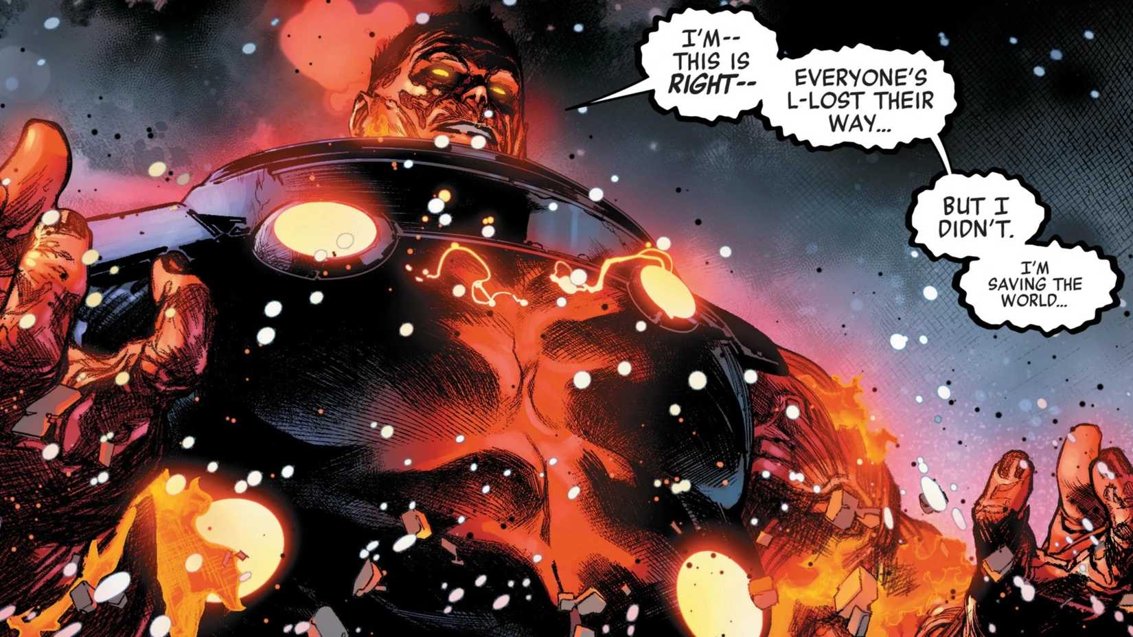 Red Hulk enjoys his power-up in Avengers Armageddon #4
