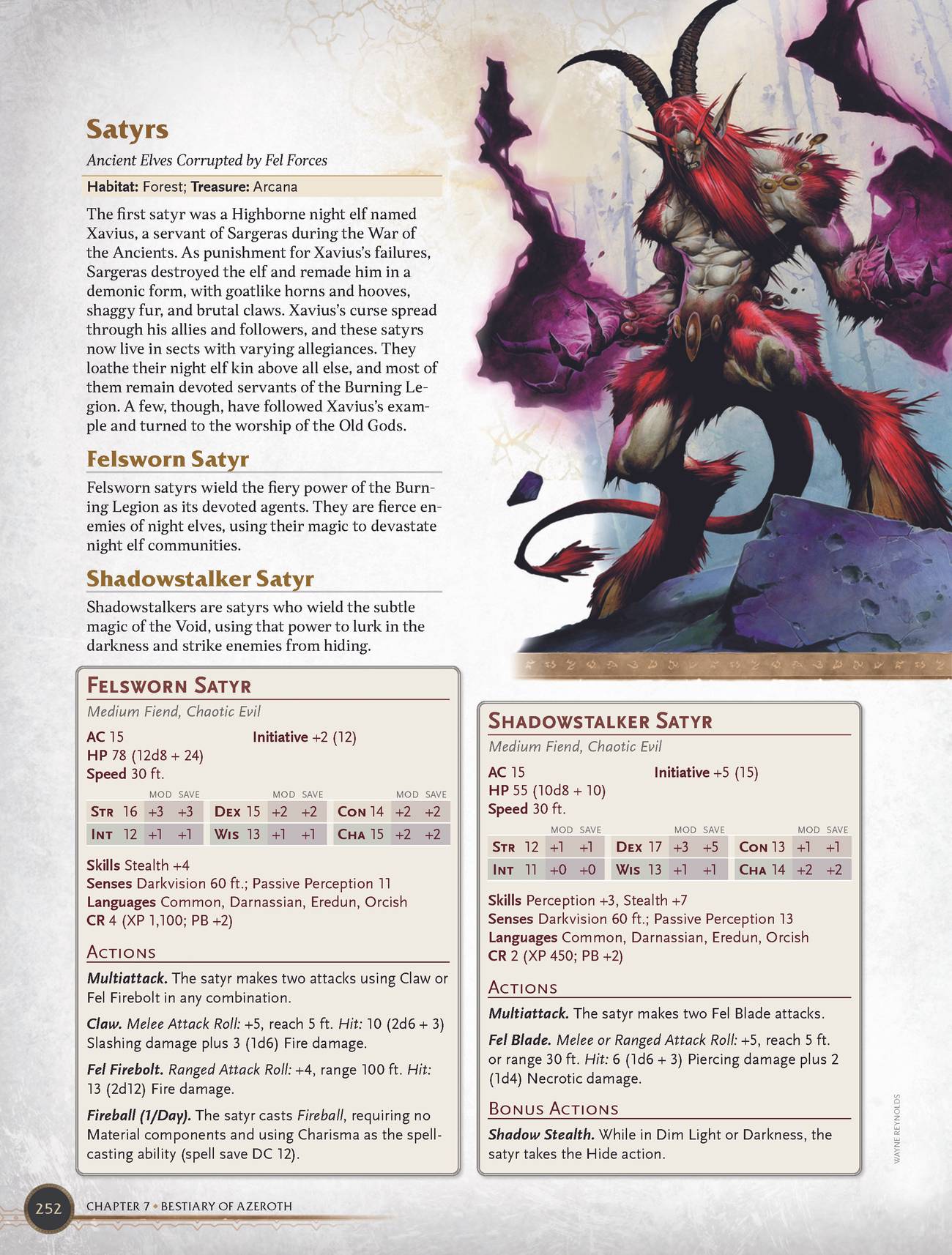 Satyrs stat blocks from Dungeons and Dragons World of Warcraft book