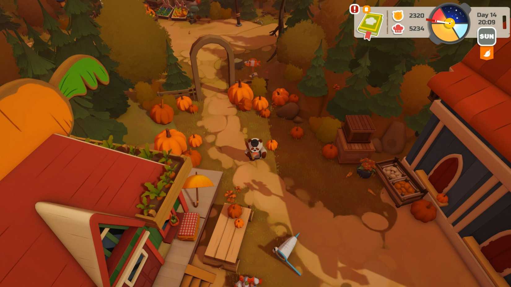 screenshot from Pao Pao walking through an autumn area with pumpkins