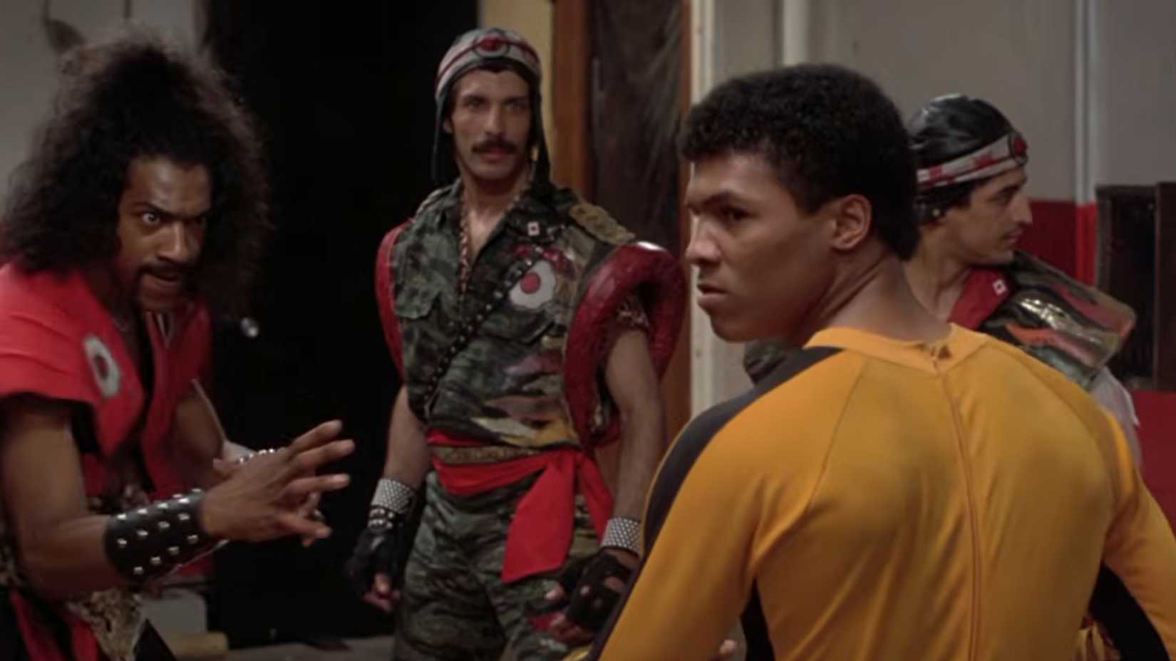 sho'nuff and his goons provoking leroy in the last dragon