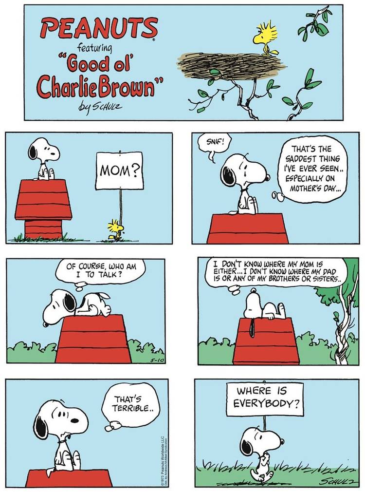 Snoopy Mother's Day Peanuts comic strip May 13, 1973