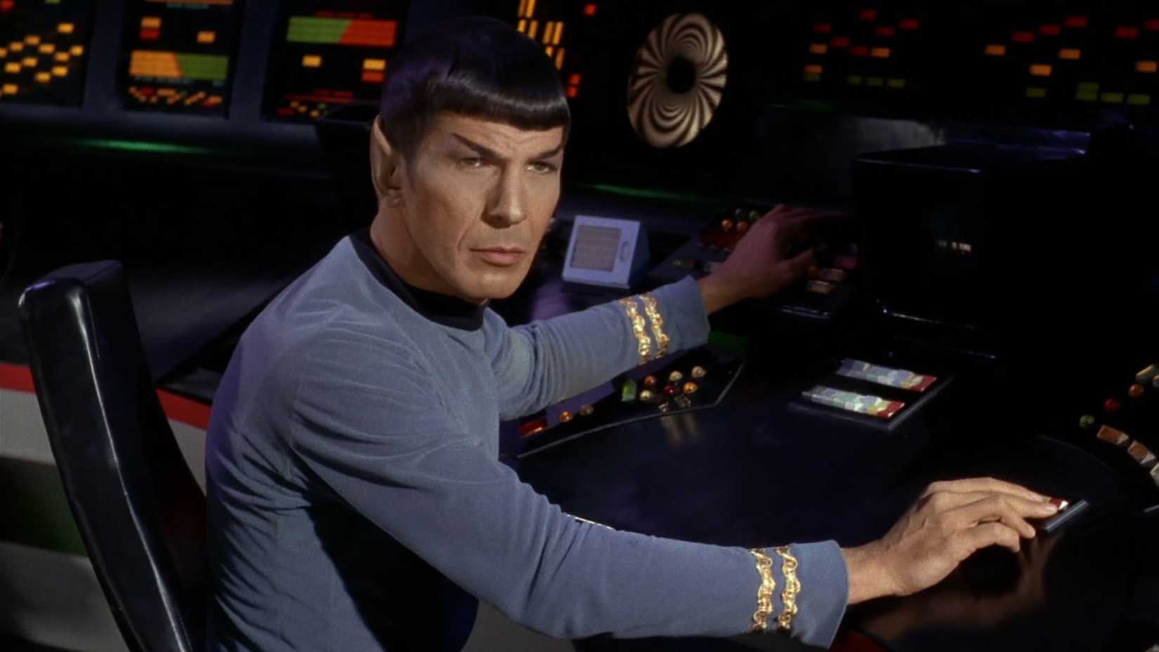Spock sits at the controls in Star Trek season 1 episode 2