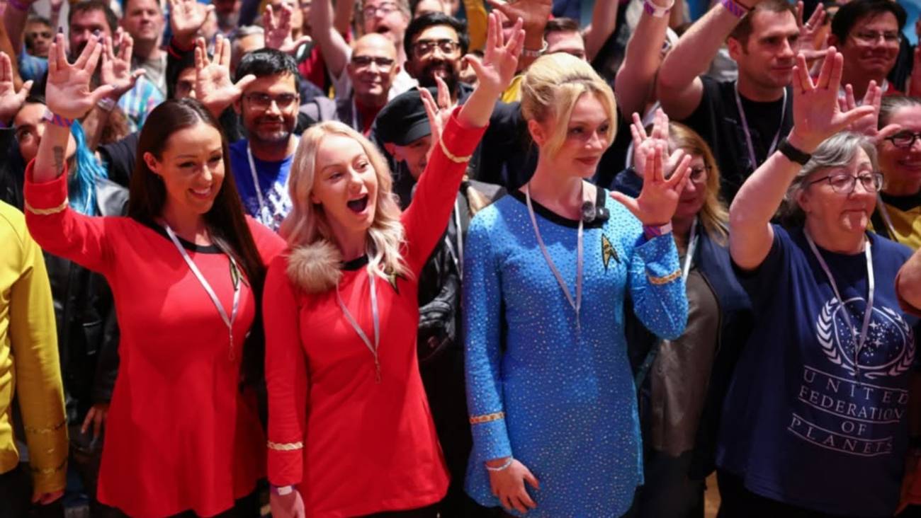 Star Trek Fans in London giving Spock salute