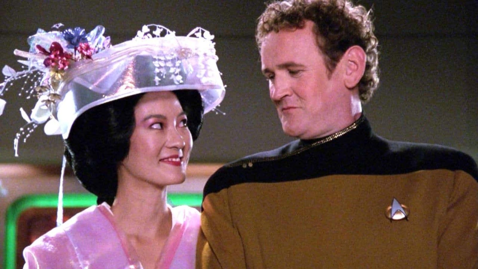 Miles O'Brien and Keiko Ishikawa get married on the Enterprise in Star Trek: The Next Generation.