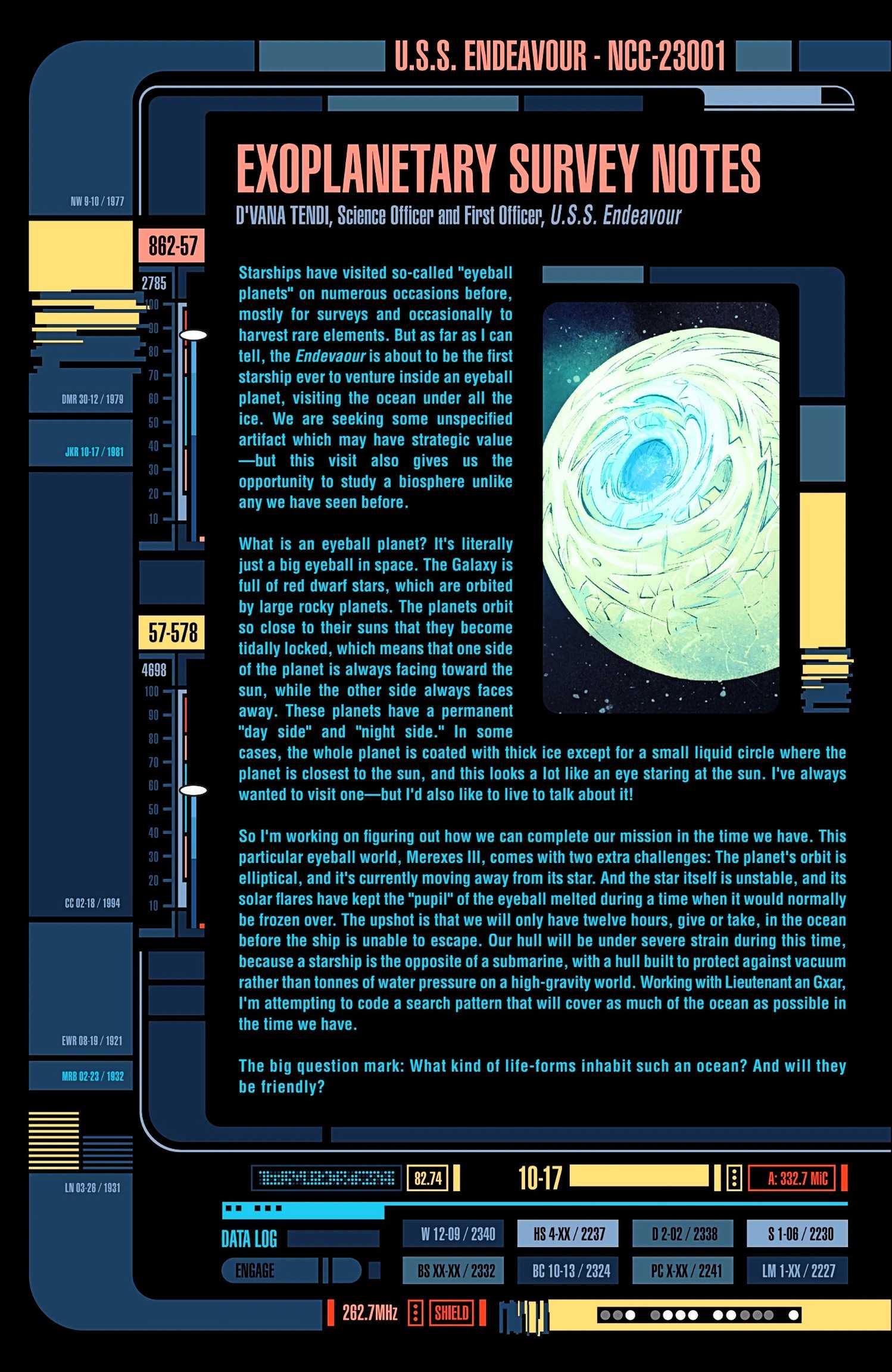 Star Trek Zero Point #1 data page for the eyeball planet