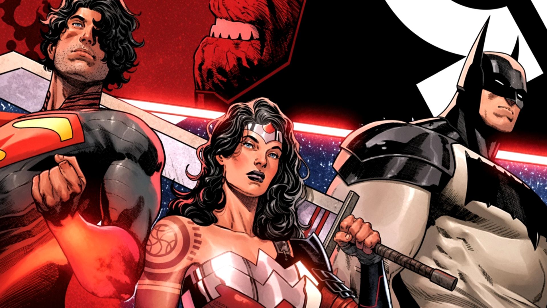 Superman, Batman, and Wonder Woman assemble as the Trinity in DC's Absolute Universe