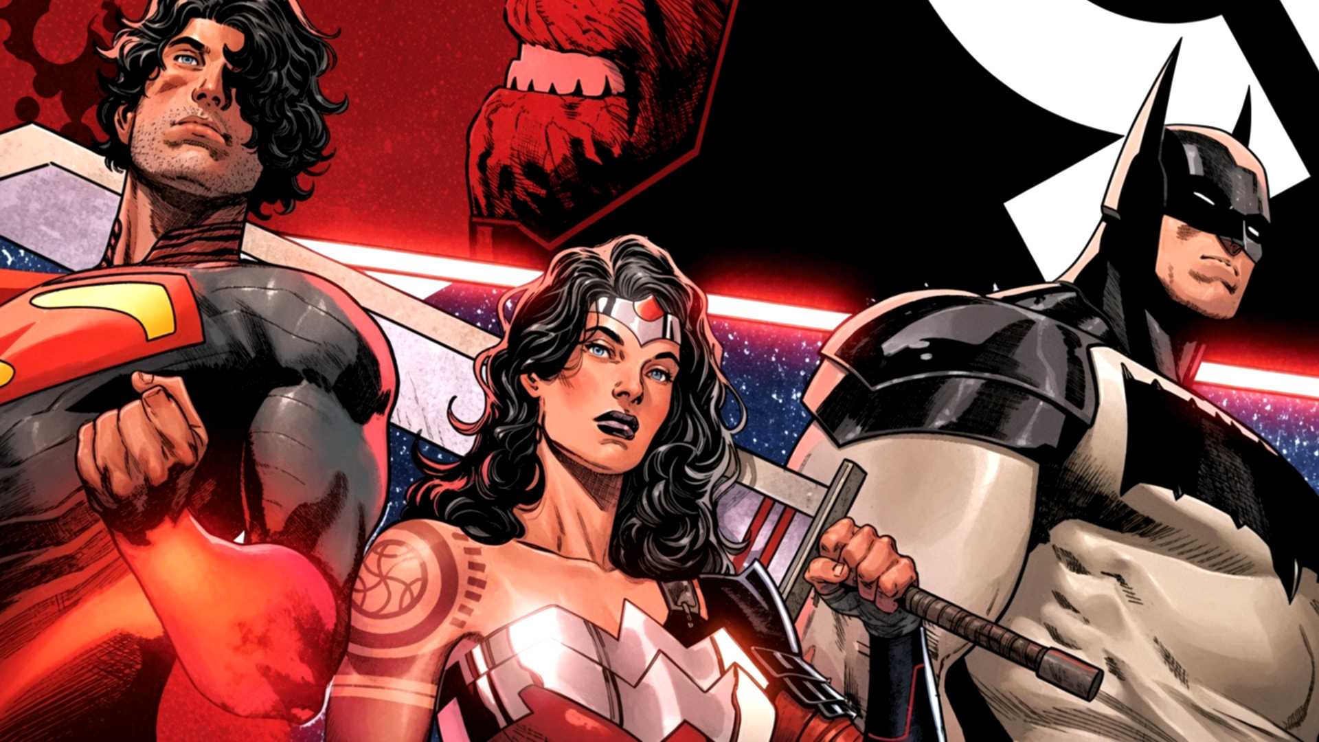 Superman, Batman, and Wonder Woman assemble as the Trinity in DC's Absolute Universe
