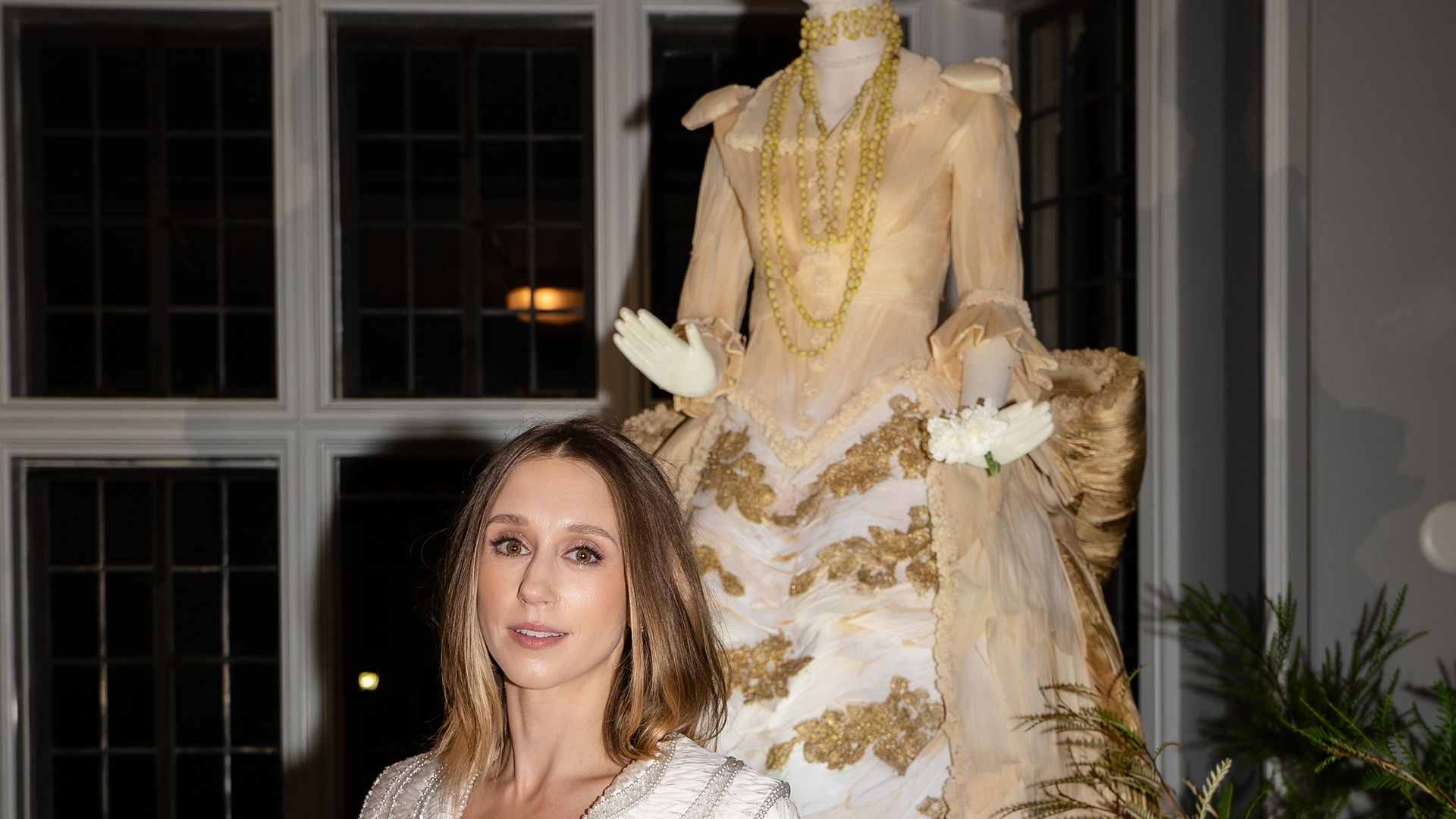 taissa-farmiga-at-the-gilded-age-exhibit Art Imitates The Gilded Age At Greystone Mansion In Beverly Hills