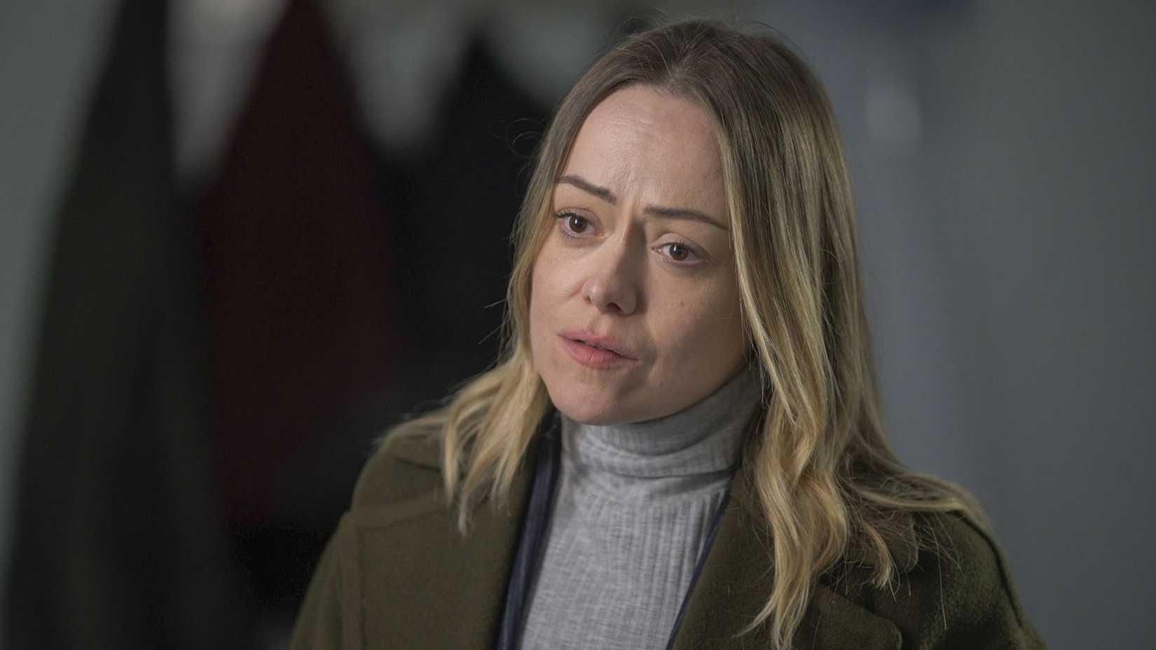Sian Reese-Williams as Detective Inspector Cadi John looking concerned in Hidden.
