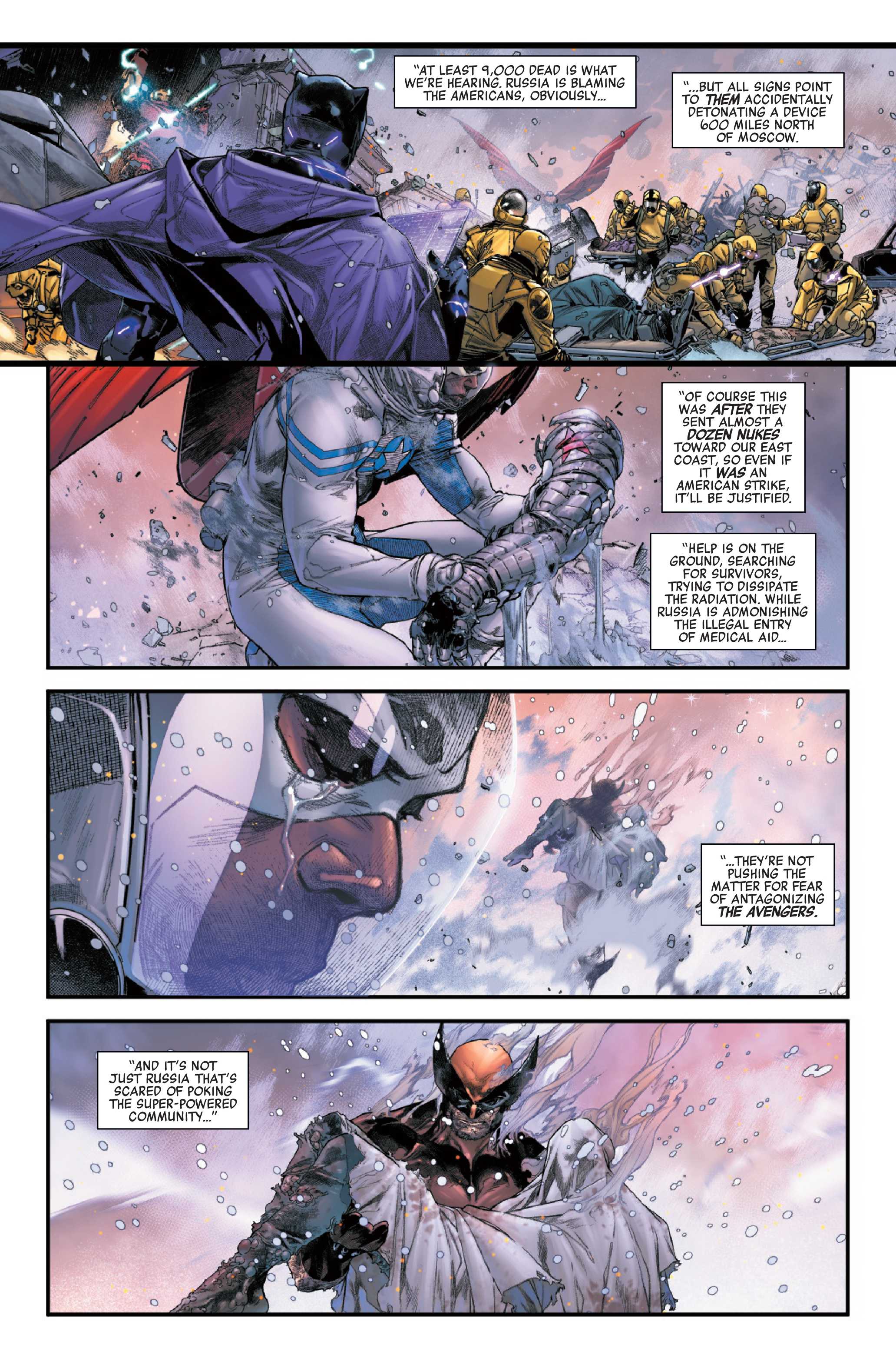The heroes react to the victims in Avengers Armageddon #5