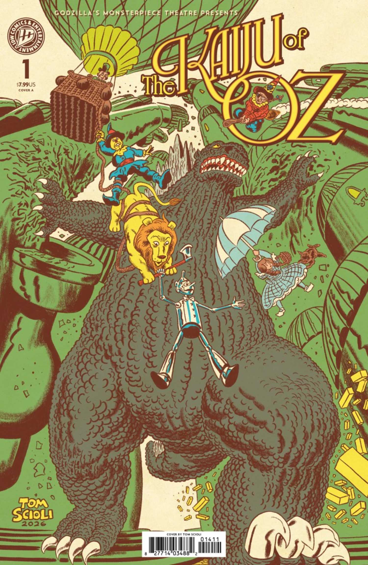 The Kaiju of Oz cover, Godzilla ripping through Emerald City