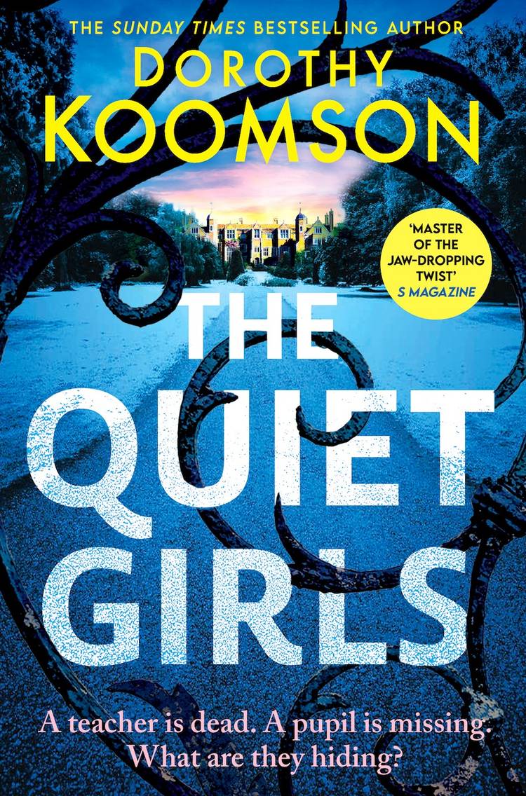The Quiet Girls book cover shows a wrought iron gate with a school behind it
