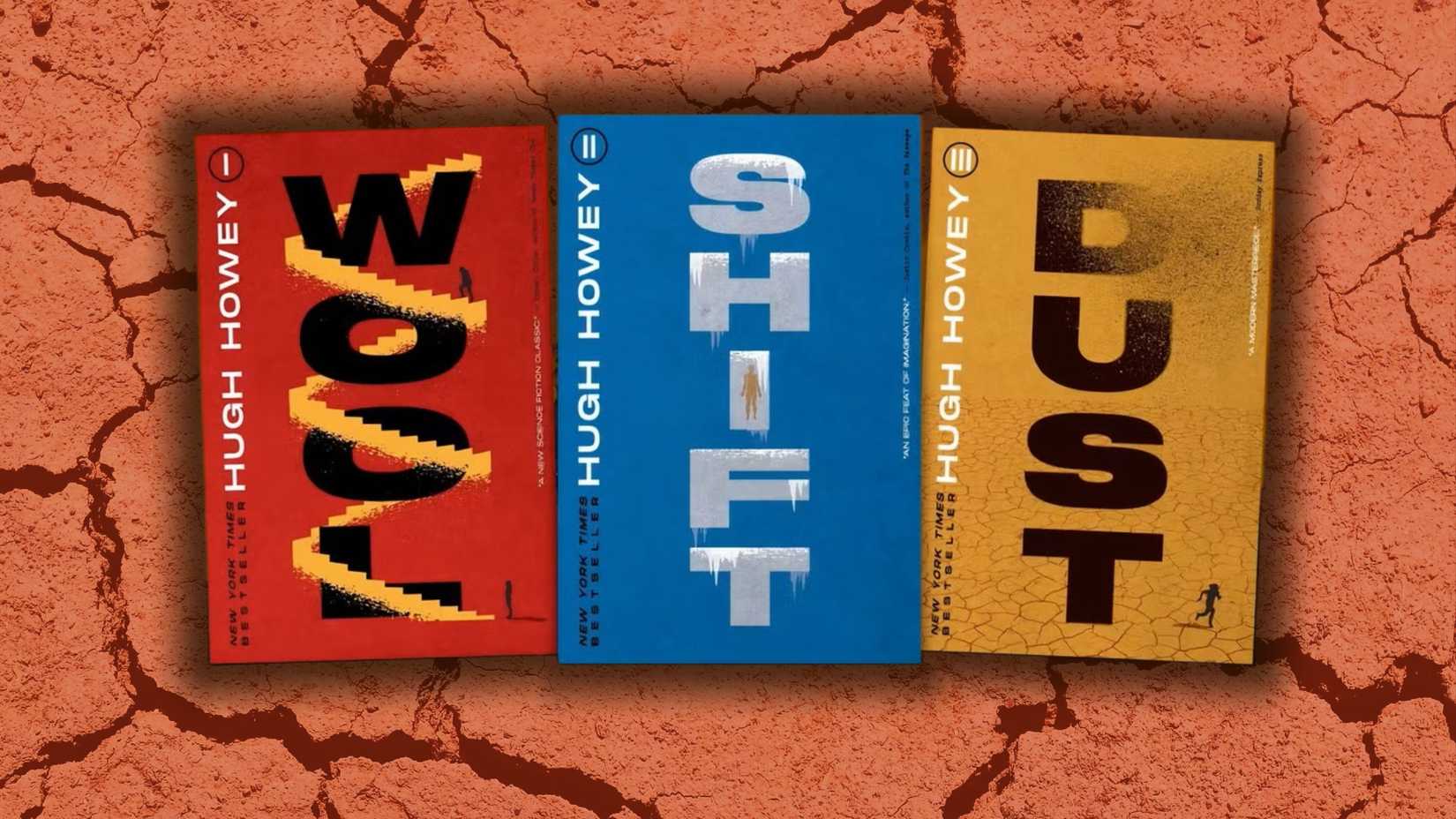 The Silo book covers are in front of an adobe red background