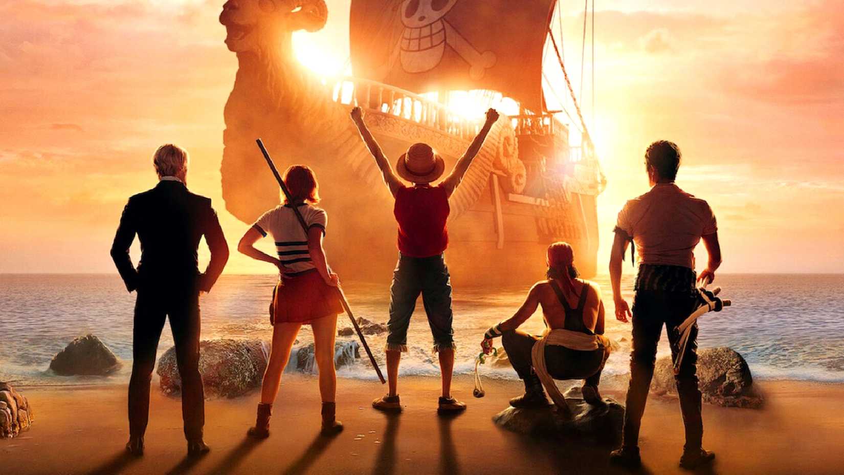 The Straw Hats crew faces the sea in One Piece live-action poster