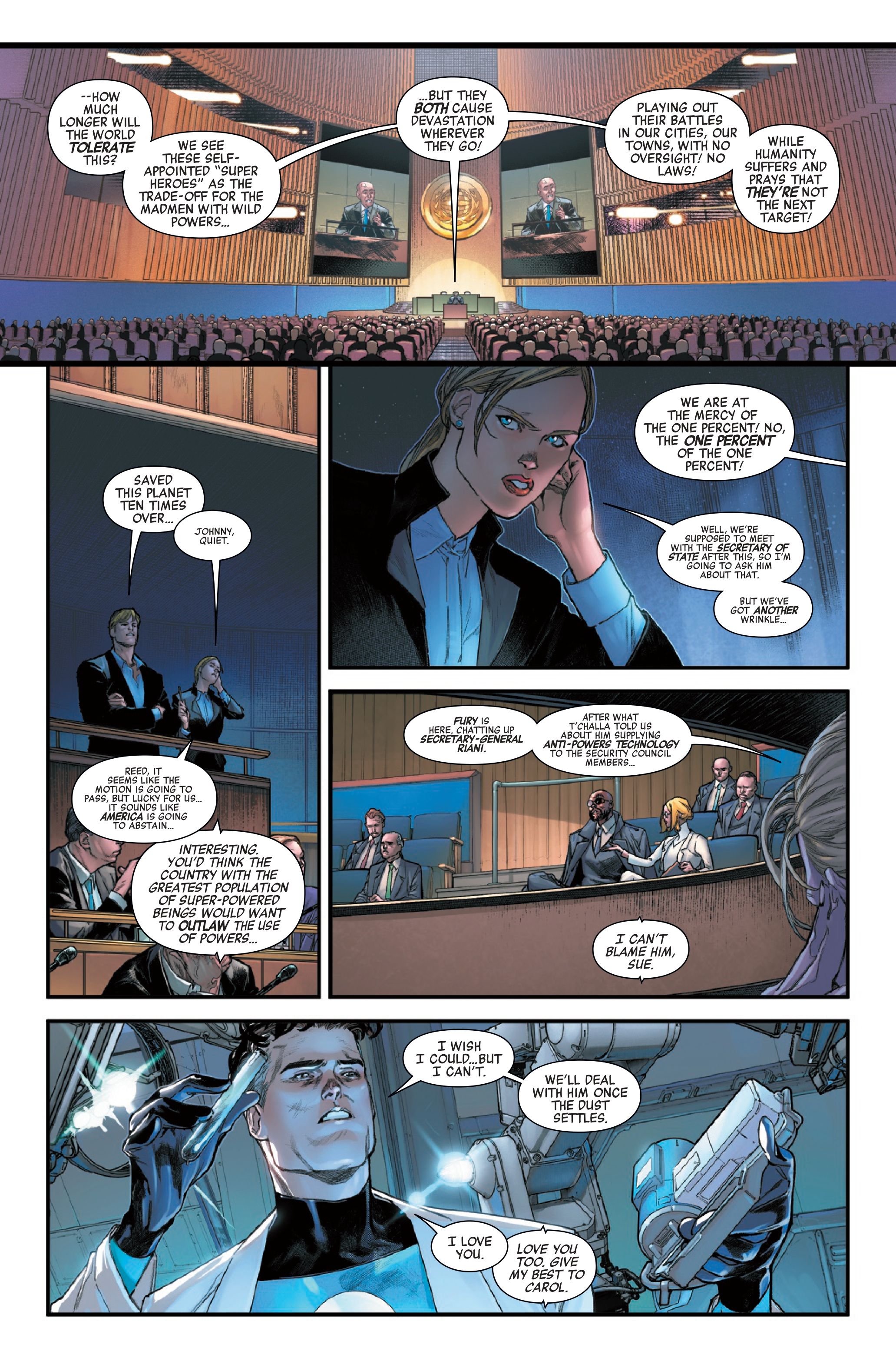 The United Nations discuss superheroes in Avengers Armageddon #5