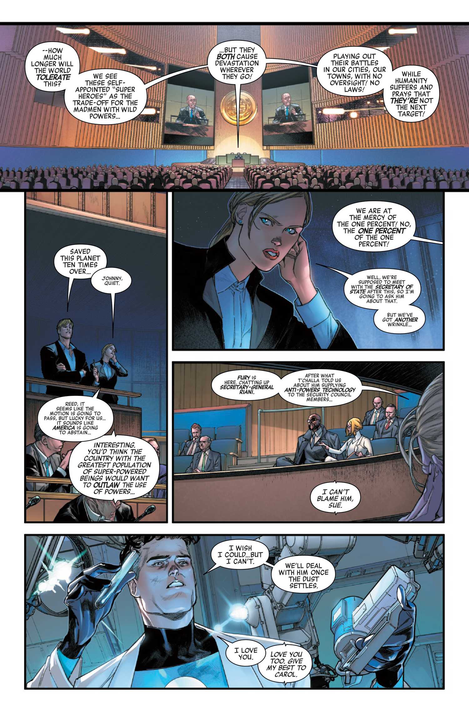 The United Nations discuss superheroes in Avengers Armageddon #5