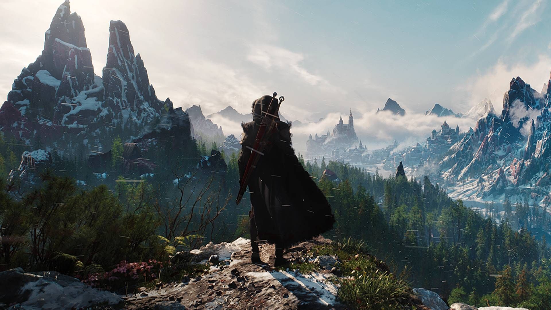 Ciri standing on a cliff's edge in The Witcher 4.