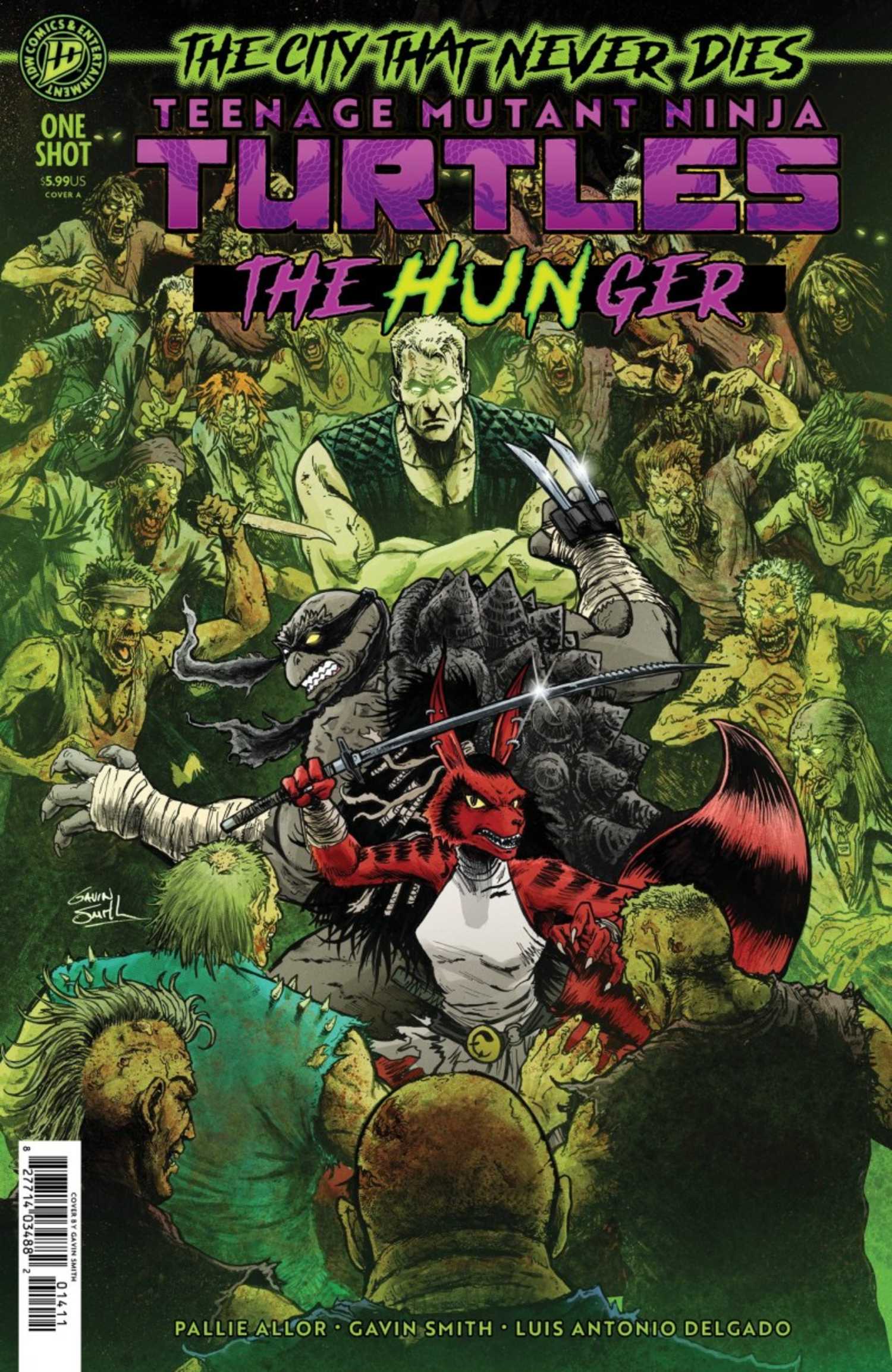TMNT The Hunger cover, Hun and ghosts loom over Slash and Ninjara