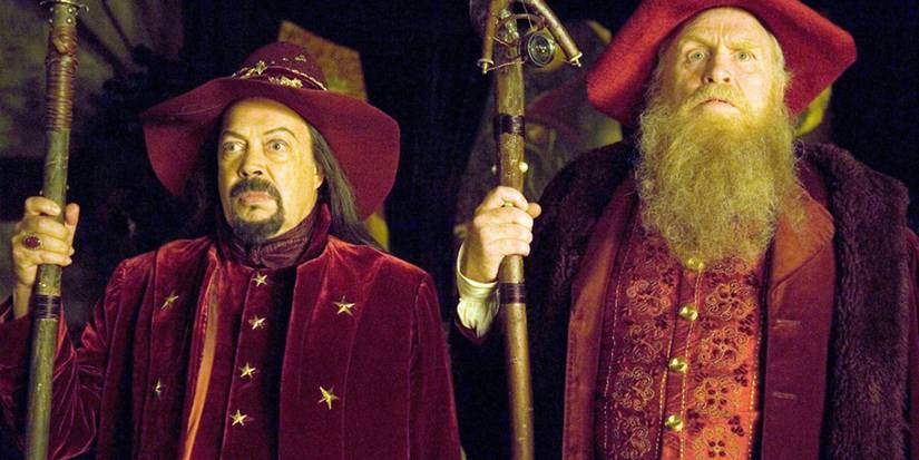 Two wizards are not comfortable in The Colour of Magic.