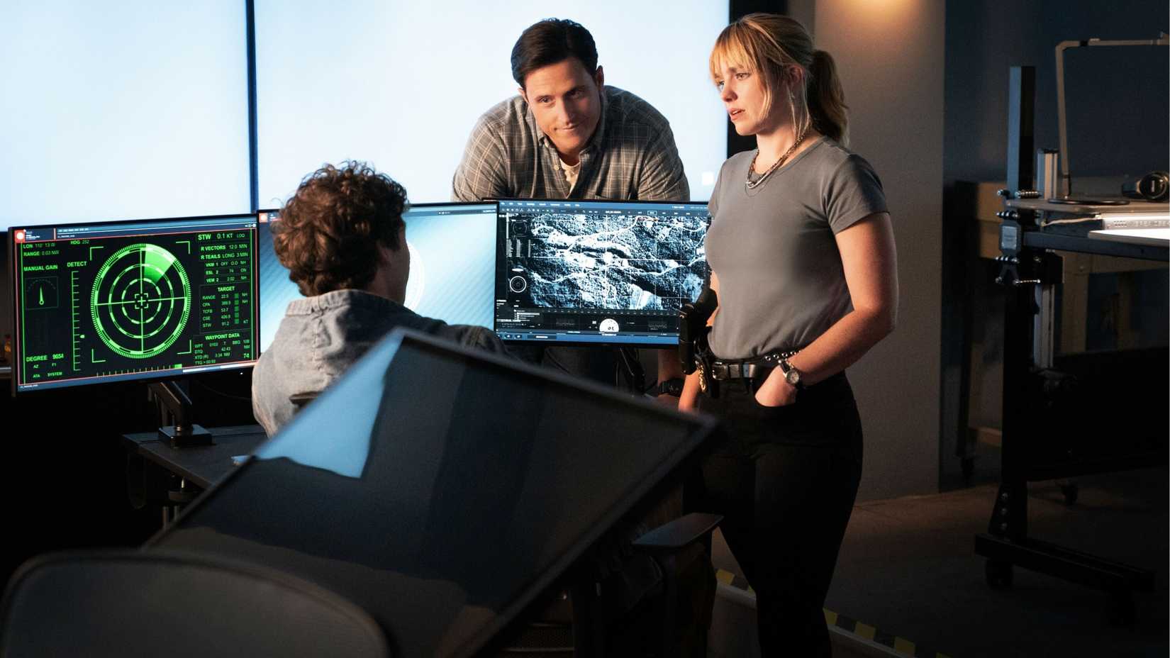 Devin Druid Sean Sullivan , Shane Harper as Wyatt Sellers and Jacqueline Byers as Addison “Addy” Ross in NCIS: New York