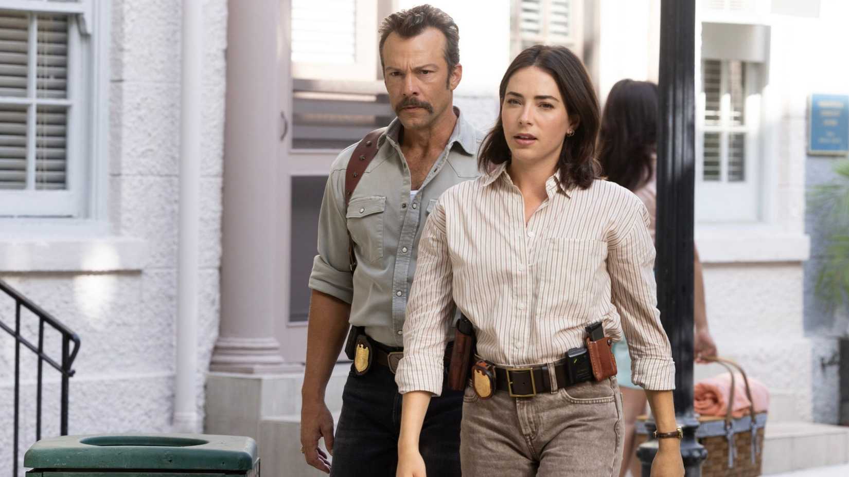 Kyle Schmid as Mike Franks, Mariel Molino as Cecilia “Lala” Dominguez on NCIS: Origins