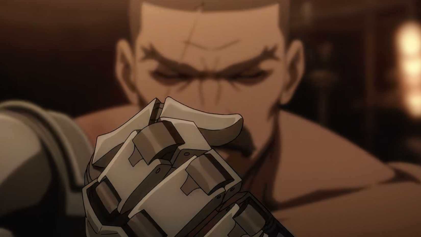 A man clenching a bionic fist in the trailer for Bass X Machina